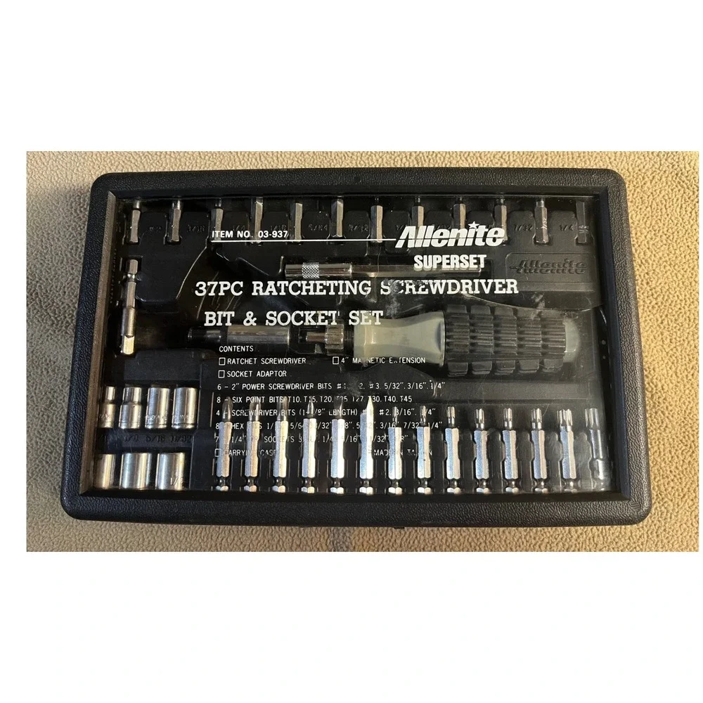 Allenite 37 pc Superset‎ Screwdriver Bit and Socket Set with Ratchet Handle